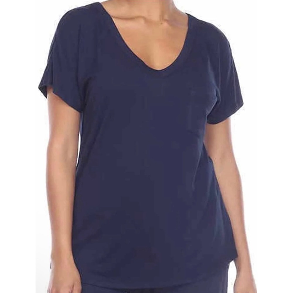 Honeydew‎ Intimates Womens Large Navy Blue V-Neck Lounge T-Shirt Pocket Top L